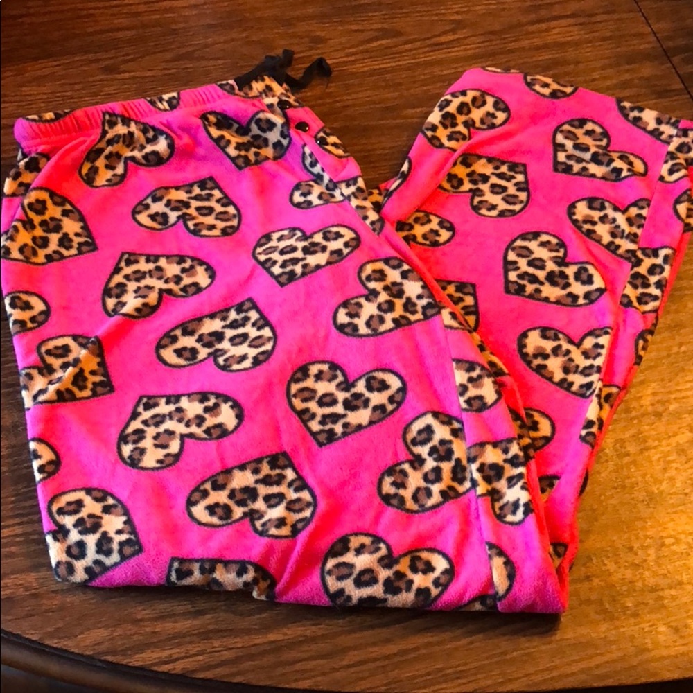 Pink with cheetah hearts sweatpants/pj pants